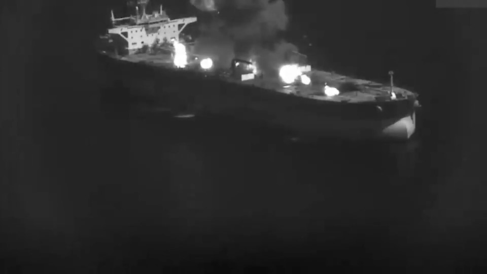 CENTCOM footage of the tanker M/T KYLO in the Gulf of Oman